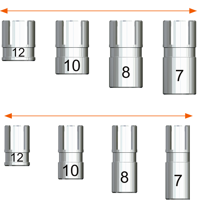 Set of BCL depth stops from EVL® Depth Stops Kit