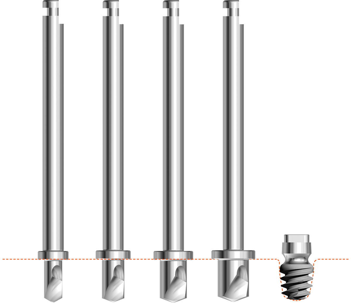 Frese e stop di profondità integrati - Kit chirurgico twinKon®4