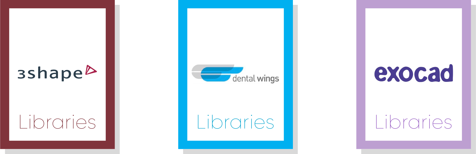 Design software: 3shape, Dental wings, Exocad